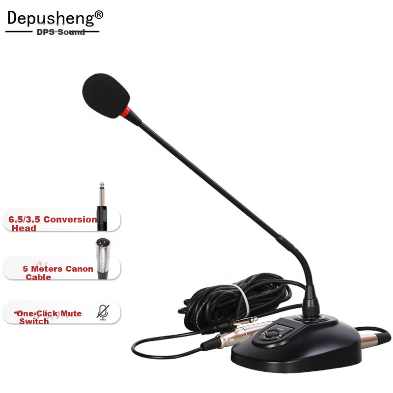 Depusheng D120 Professional Conference Microphone, Computer Training Lecture Call Online Course Teaching Voice Zoom All-In Machine Recording Audio Condenser Gooseneck Desktop Microphone Enhanced Sound Pickup