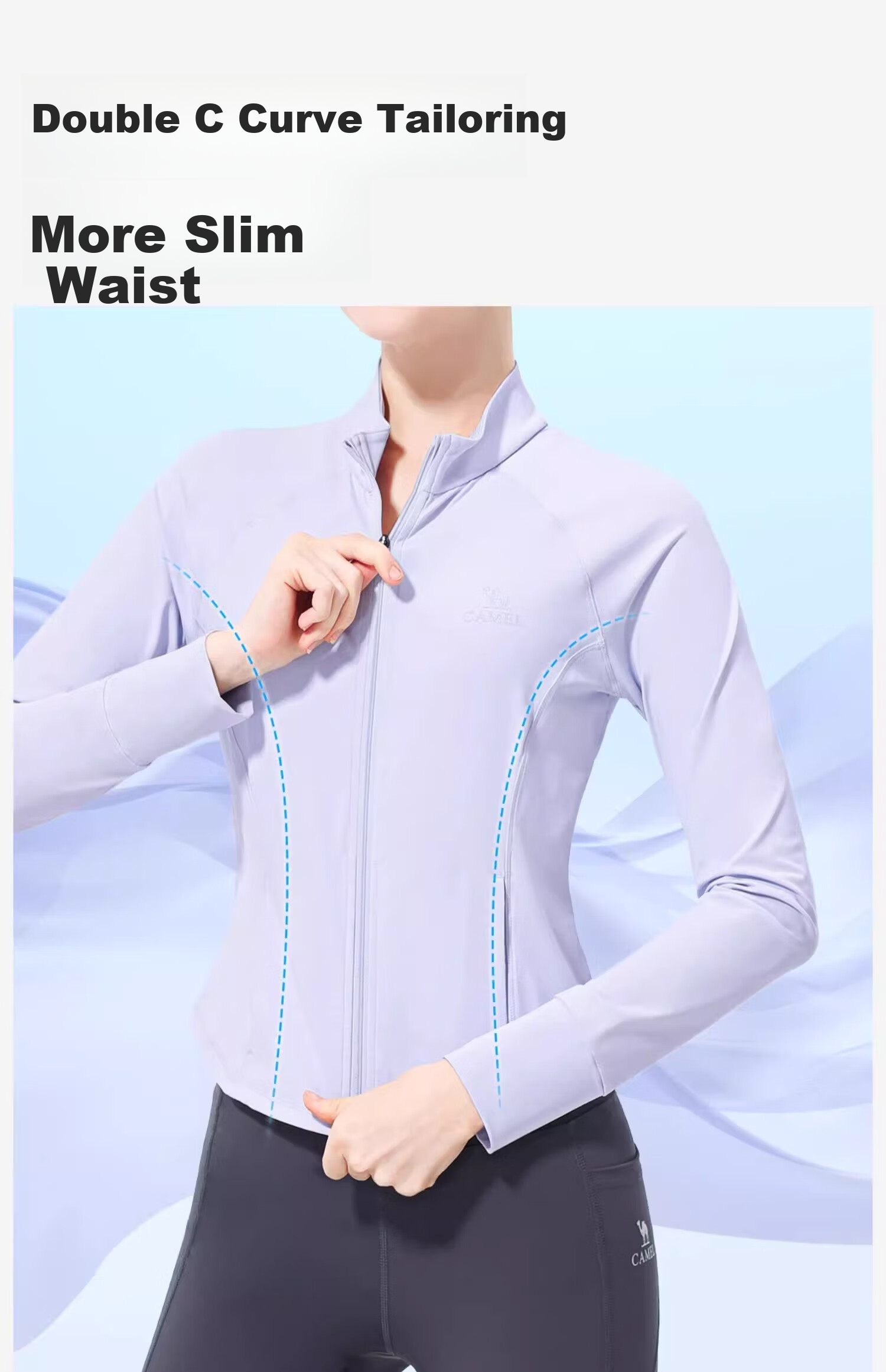 CAMEL Yoga Jacket Slim Fit Sun Protection Clothing Spring Sports Jacket Quick-Dry Top Running Breathable UV Protection for Women M 6