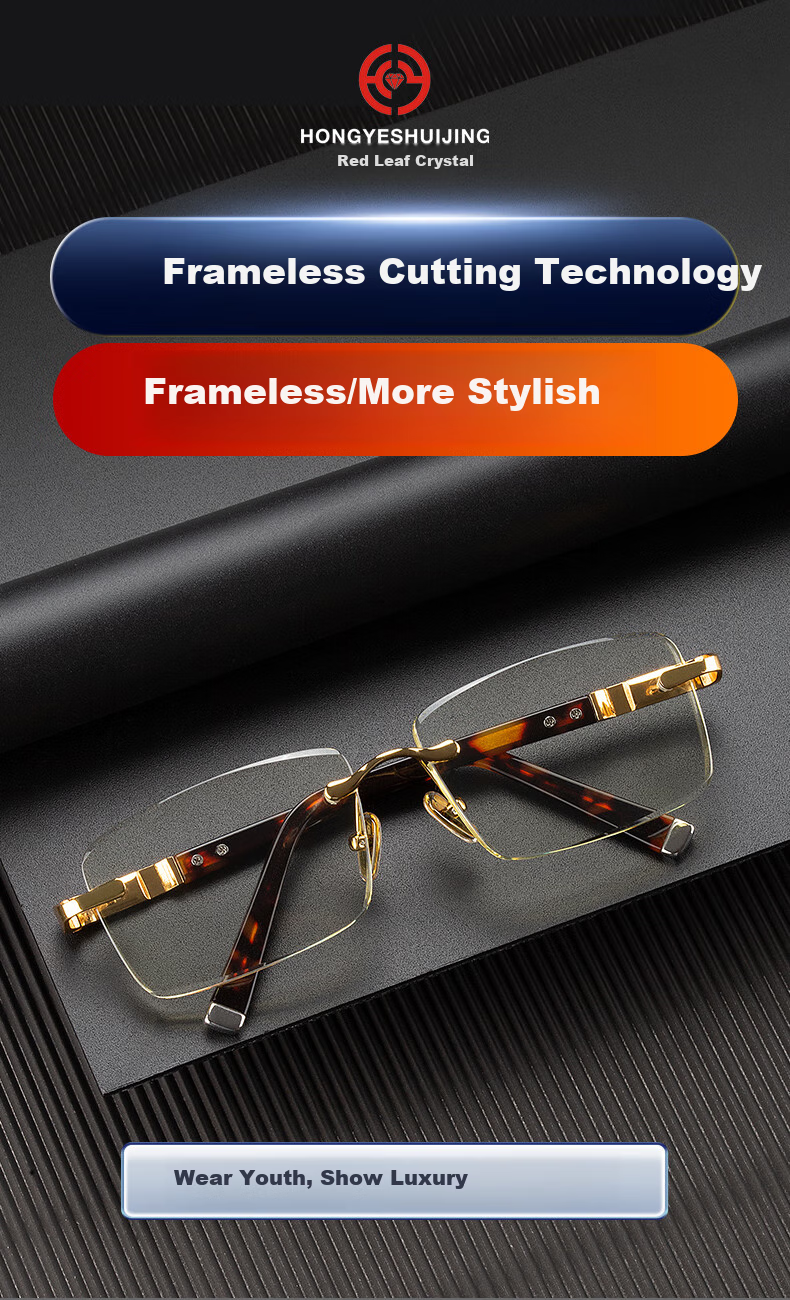 HONGYE Bamboo Leaf Crystal Sunglasses for Men, High-Definition Crystal Stone Glasses, Youthful Appearance, High-Quality Sunglasses, Authentic Product 4