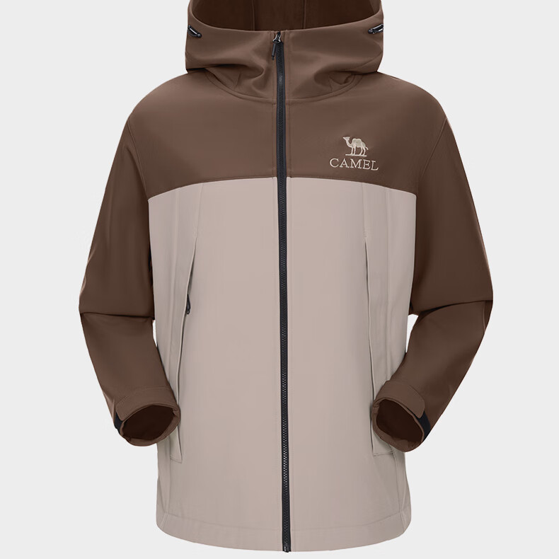 CAMEL Outdoor Soft Shell Jacket, Unisex Hooded Water-Repellent Windproof Mountaineering Hiking Coat A34CZ01797 L 6