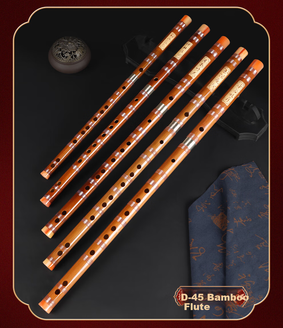Minsine Flute, Refined Bitter Bamboo Flute in G Key, Single-Plug White Coil Beginner Entry-Level Transverse Flute, Ethnic Wind Instrument D26 13