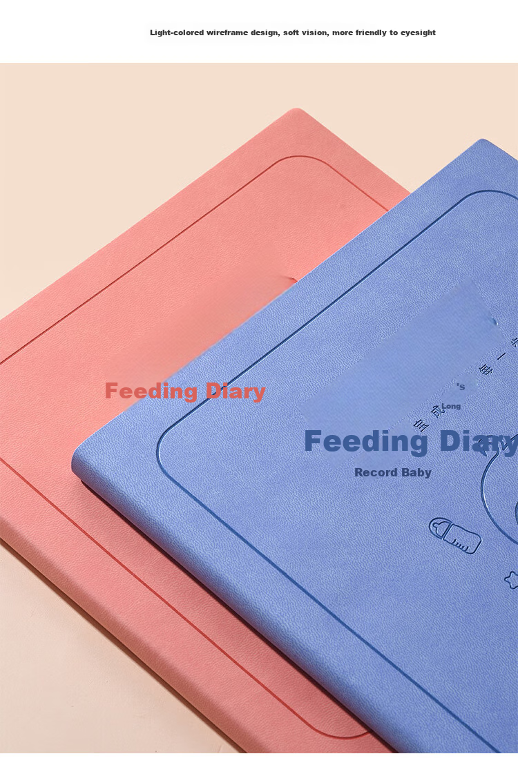 Jiamo Feeding Diary, Square Soft Leather Notebook, Baby Growth Record Book, Children's Journal, Newborn Infant Lifestyle And Feeding Record, Breastfeeding And Formula Feeding, Blue Single Book 5