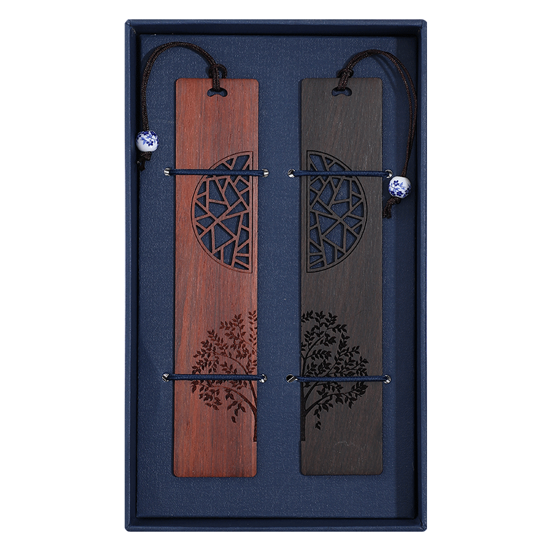 Faramon Teacher's Day Gift Set of 2 Wooden Bookmarks Life Tree Bookmarks Chinese Style Business Gift Practical Souvenir for Teachers