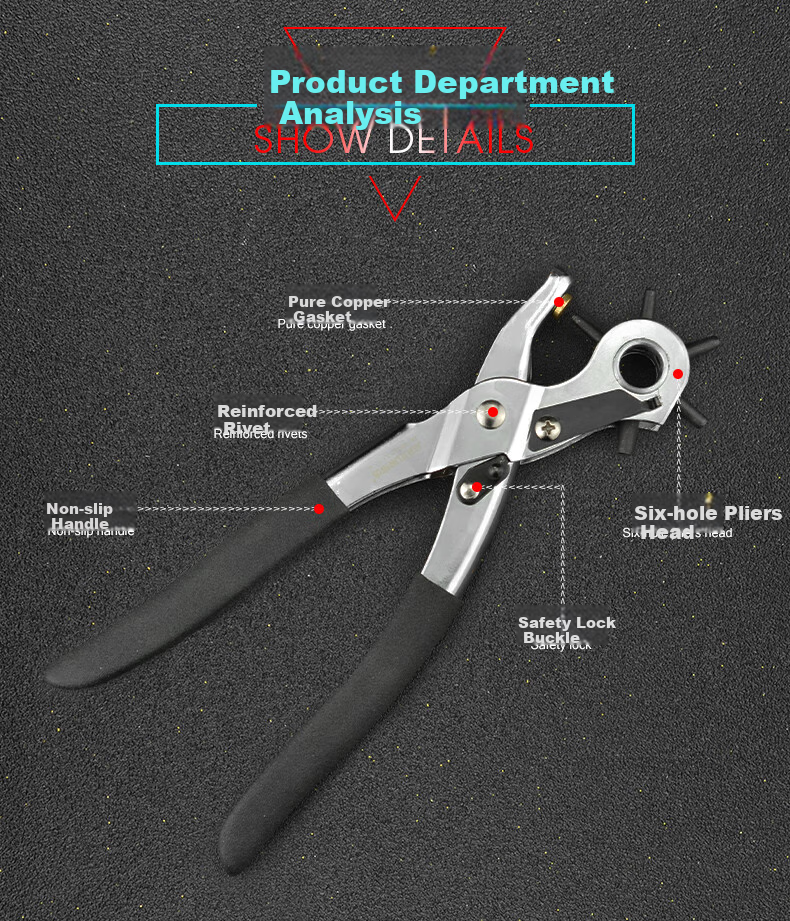 JERXUN Belt And Waistband Hole Puncher, Home Small Hole Puncher, Watch Strap Hole Puncher, Multi-Functional Hole Punching Pliers 3