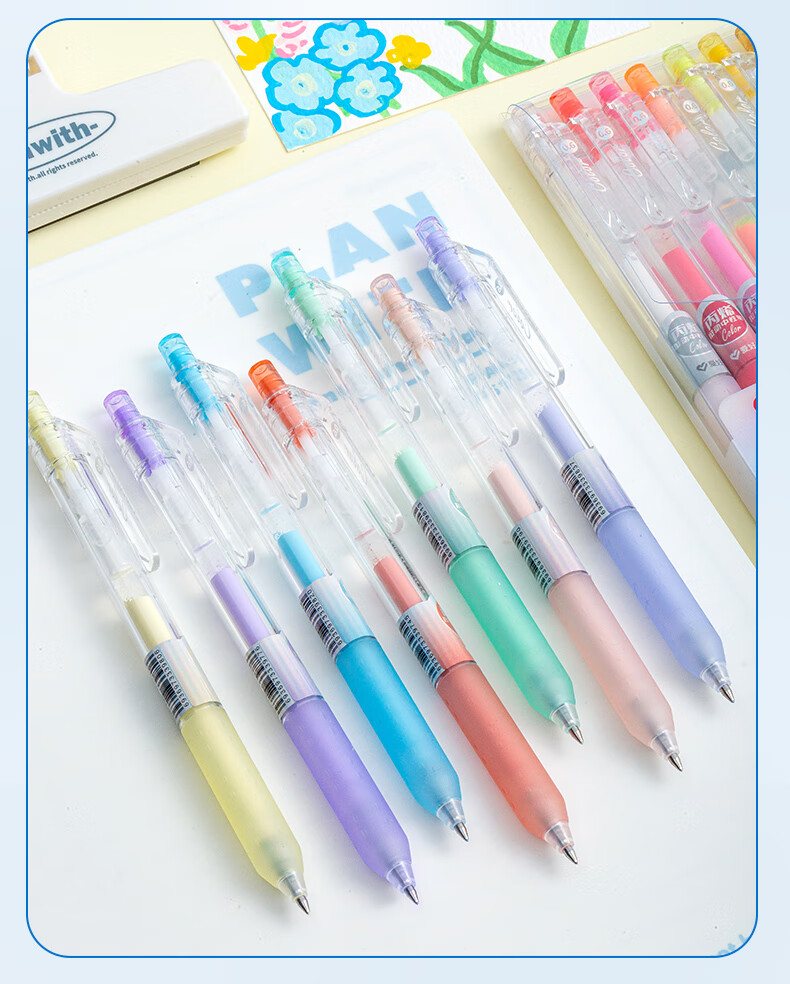 AIHAO Back-to-School Essential Acrylic Color Gel Pen 0.6mm Bullet Tip Retractable Highlighter Multi-Color Student Journal Artistic Green 6-Pack GP2607D 14