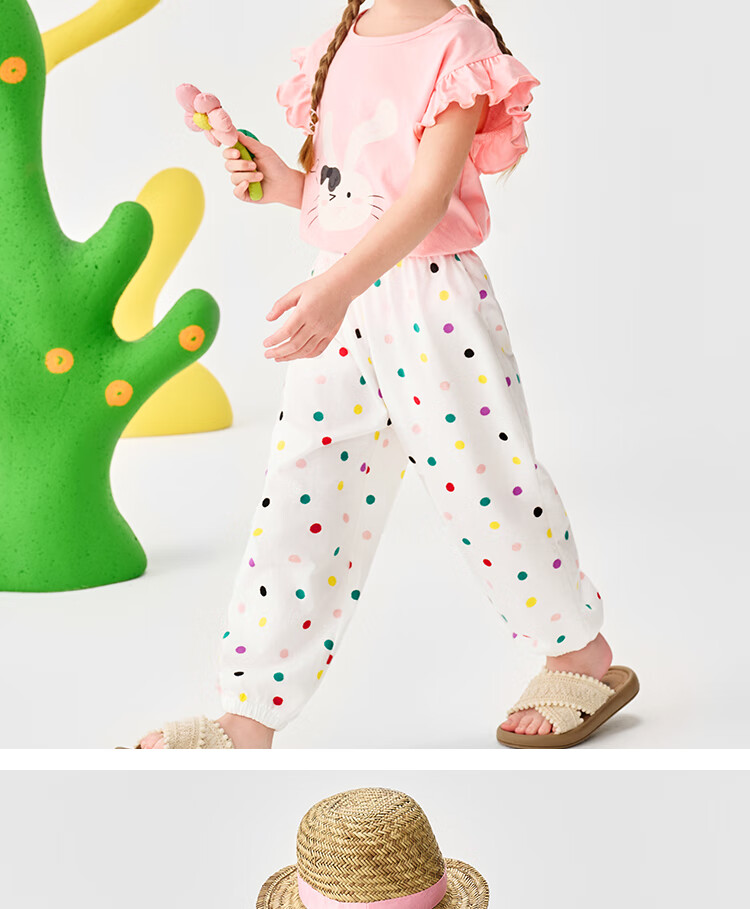 Badibadi Summer Baby Toddler Girls Cotton Short Sleeve T-Shirt and Pants Set Lightweight Breathable Doll Baby Size 90 14