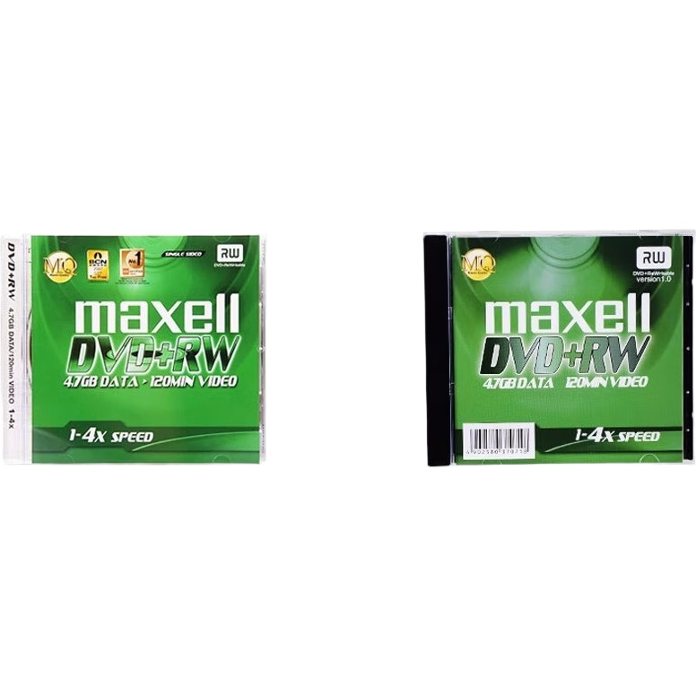 DVD+RW диски Maxell, 4x, 4.7 ГБ, 1 шт. в упаковке, запись и стирание данных