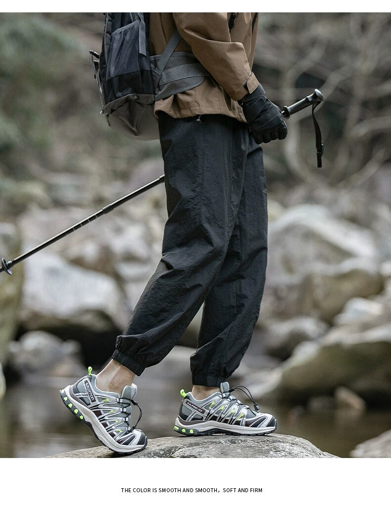 JEEP Casual Pants for Men, Spring Quick-Dry Breathable Sports Pants, Outdoor Trendy Hiking Trousers, Black, Size L 15