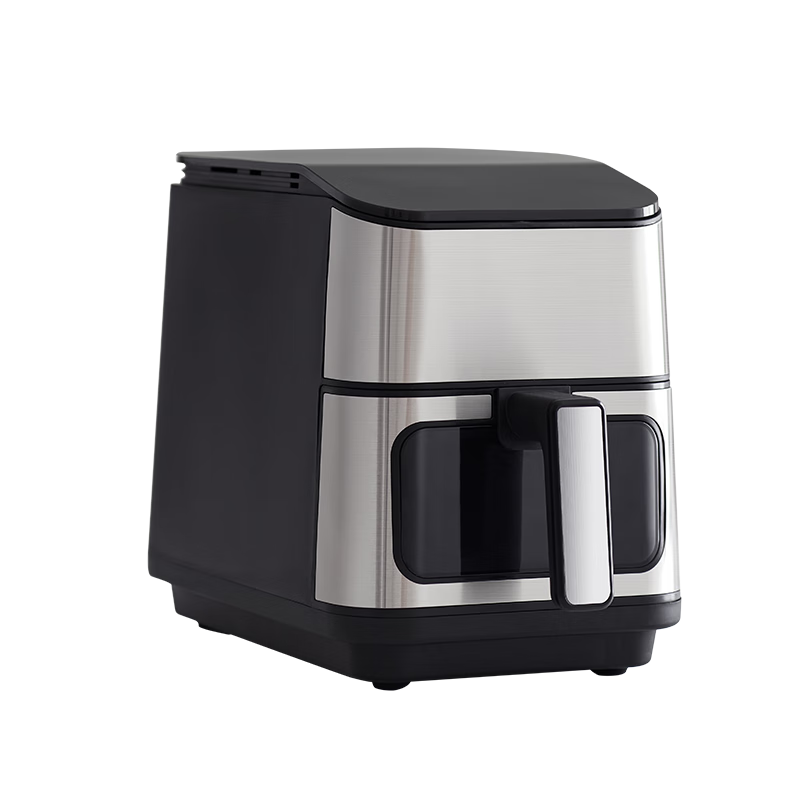 Olayks Instant Air Fryer 5L Large Capacity Multifunctional Electric Fryer with Flip-Free 3D Steam Roasting, Visible Window, 304 Stainless Steel Fully Automatic Electric Grill