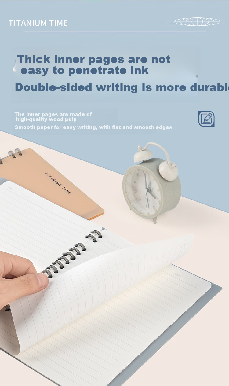 Fizz Stationery A5/30 Sheets/detachable Spiral-Bound PP Cover Notebook, Journal, Planner, Diary, Study Notebook, Gray-Silver FZ33727 7
