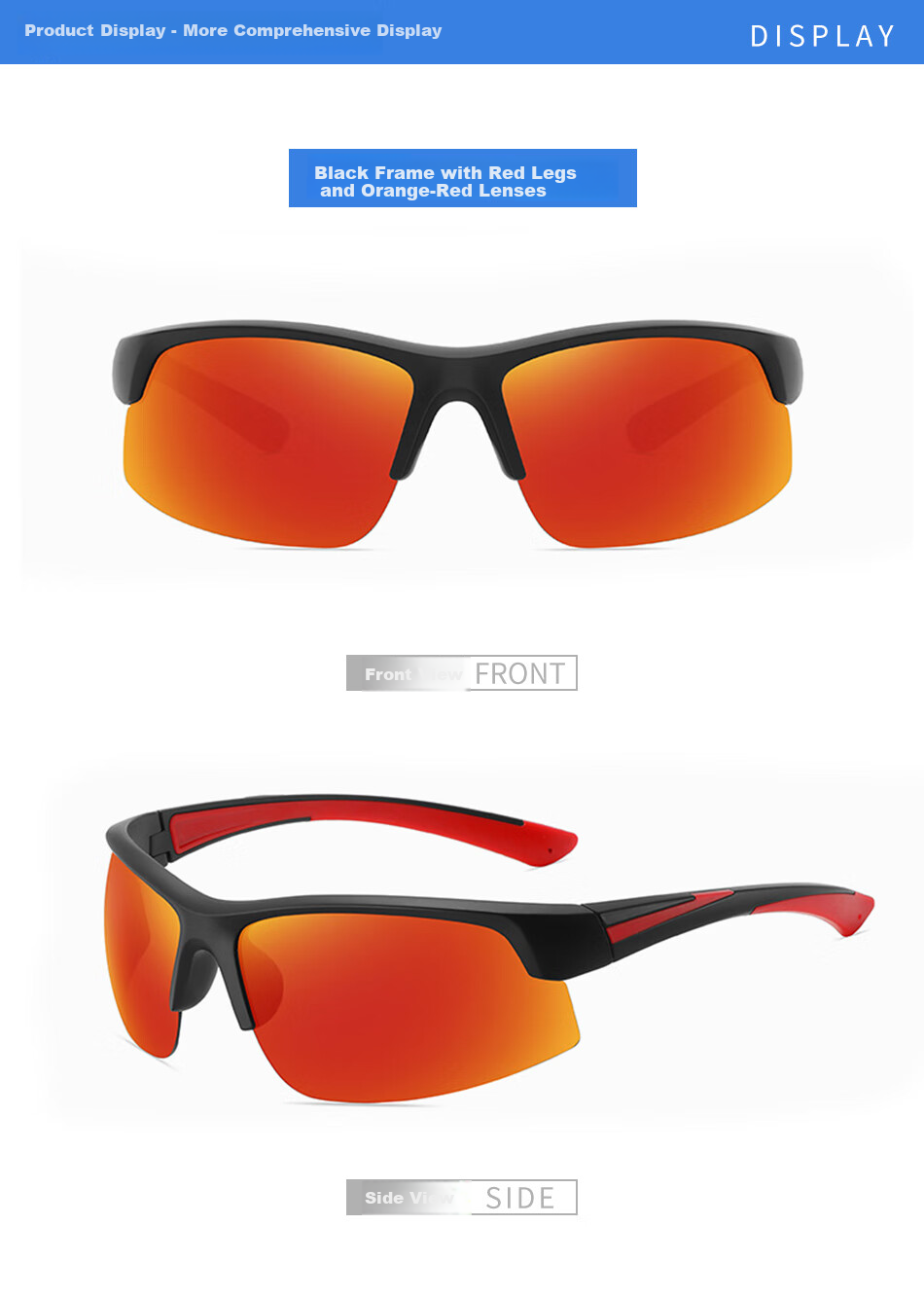DRATRA Cycling Sunglasses, Summer High-Definition Polarized Glasses for Men, Semi-Rimless Outdoor Sports Sun Protection Glasses, Fishing Sunglasses, Anti-Glare 5