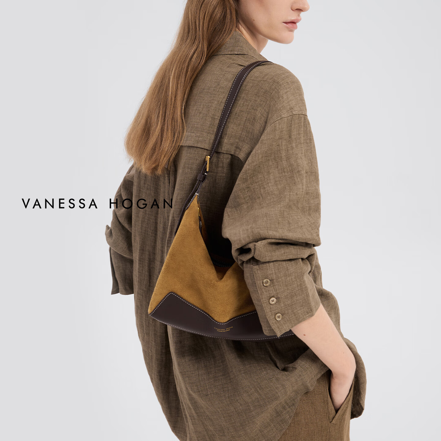 VANESSA HOGAN Zhang Xiaowan Same Style VH Women's Handbag, Xinran Hobo Bag Medium Size, Suede Light Luxury Shoulder Bag, Birthday Gift for Wome