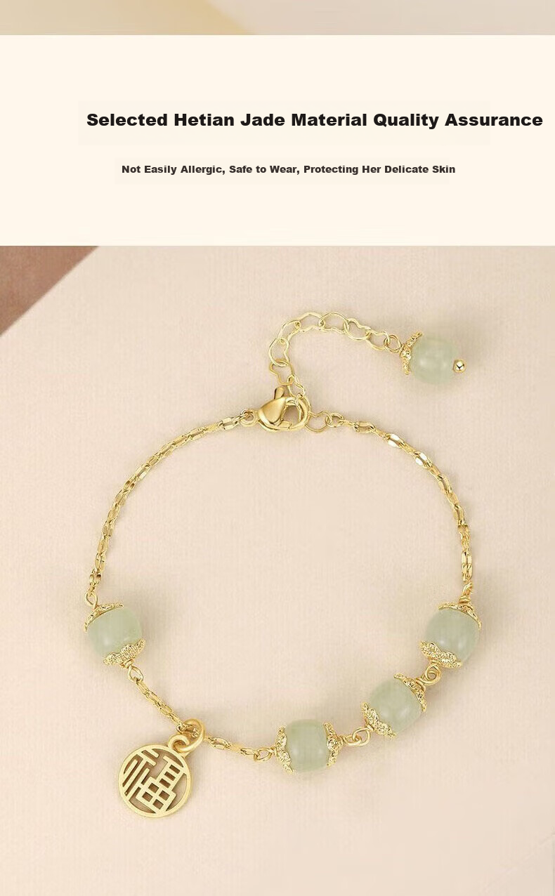 Zhoubaifu Nafu Hetian Jade Bracelet for Women, Luxury Fortune Charm Chinese Style Beaded Bracelet, Birthday Gift for Girlfriend Or Wife 6