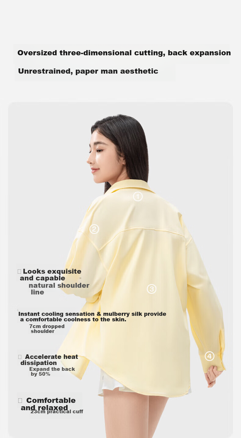 Xiaoyehezi Cool And Wrinkle-Resistant Women's Casual Loose Shirt, Versatile Draping UV Protection Jacket, Obsidian Black, Size S 11