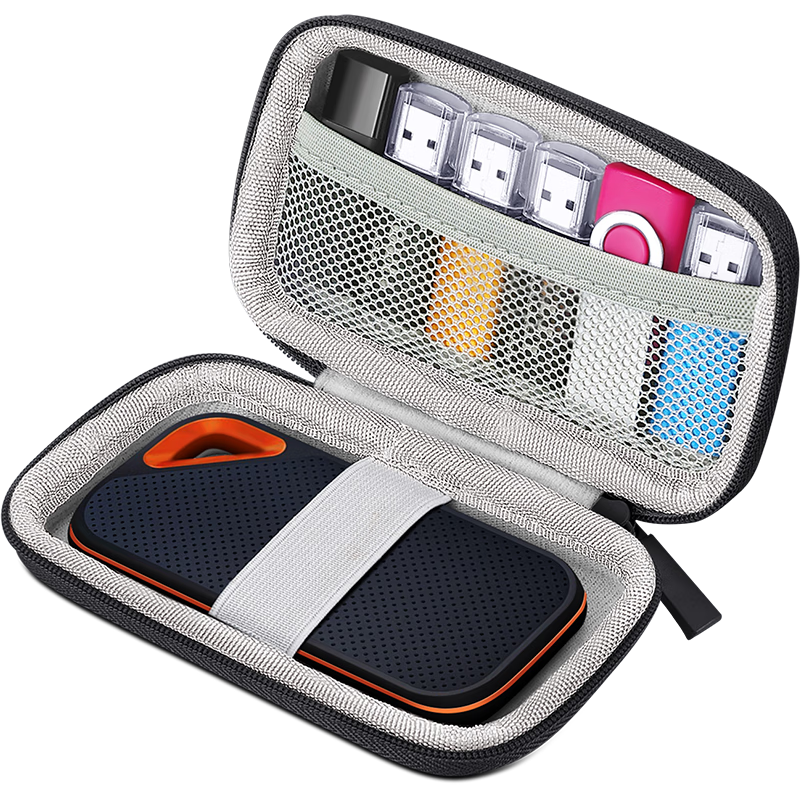 DiYiGongFang Portable SSD Storage Case Compatible with SanDisk E30/E60/E61/E62/E80/E81/E90 USB Flash Drive And Data Cable Accessories EVA Storage Pouch