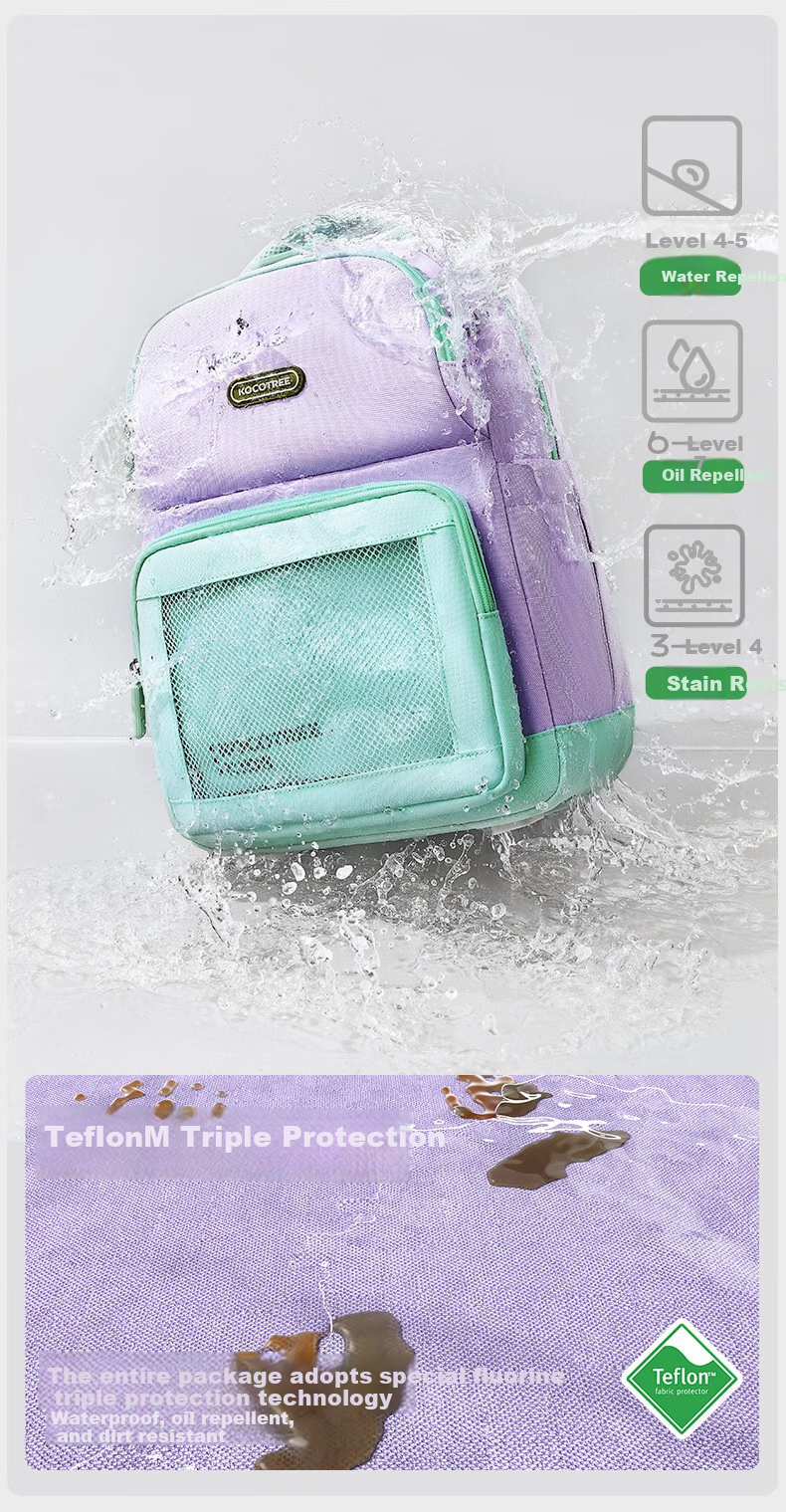Kocotree Children's Backpack, Lightweight And Ergonomic, for Grades 3-6, Contrasting Colors, Suitable for Boys And Girls, Distant Mountain Purple, Size L 27