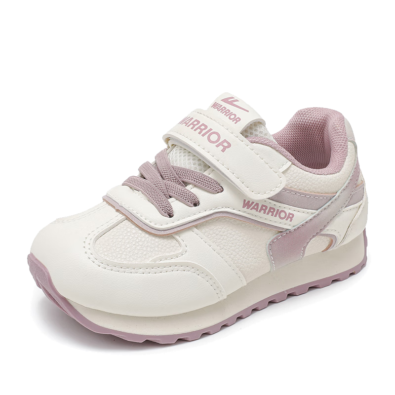 Warrior Girls' Spring and Autumn Children's Sports Shoes Soft Sole Primary School Training Shoes Boys' Shoes WZ-1601 Beige/Purple Size 38