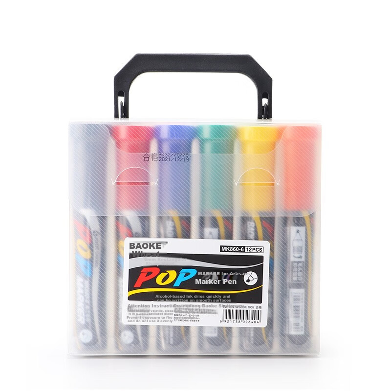 BAOKE MK860-6 12-Color POP Marker Set, Poster Advertising Paints, Colored Marker Pens, 6mm
