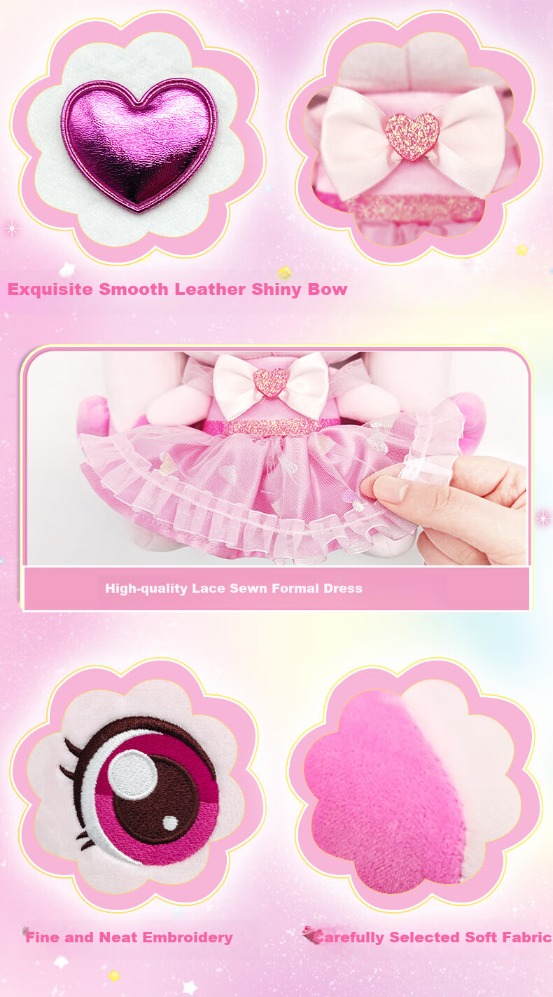 Qimiaomeng Cute Dress Edition Heart Plush Toy 26cm Adorable Doll Birthday Gift for Girls Cuddle Sleep Doll 4