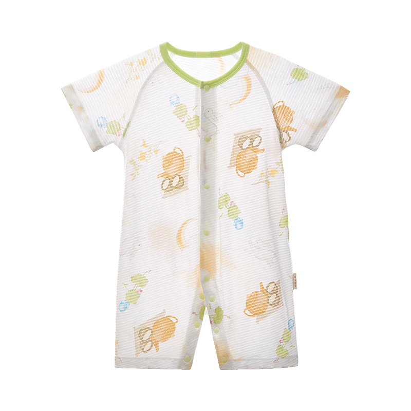 Shiyuejiejing Baby Romper, Summer Thin Short-Sleeve Pure Cotton Onesie Bodysuit Newborn Clothes Class A