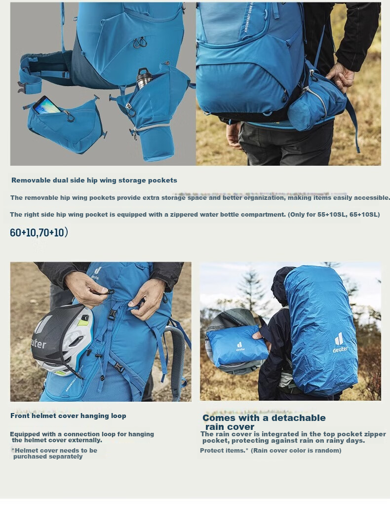 DEUTER Hiking Backpack, Zhen Tu Heavy-Duty Large Capacity Outdoor Bag, Trekking Travel Backpack, Shale Color-45+10SL 20