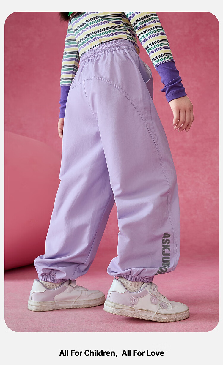 ASK JUNIOR Children's Clothing Girls' Youth Autumn Sports Pants Jogger Running Casual Trousers Black 110 27