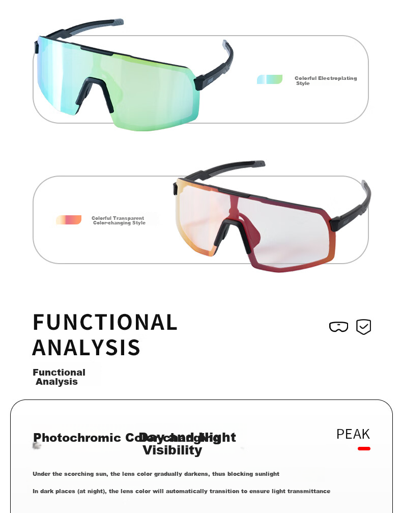PEAK Cycling Glasses with Photochromic Lenses for Nearsighted Men And Women, Outdoor Sports Running Bicycle Windproof Sandproof Day And Night Dual-Use Goggles 3