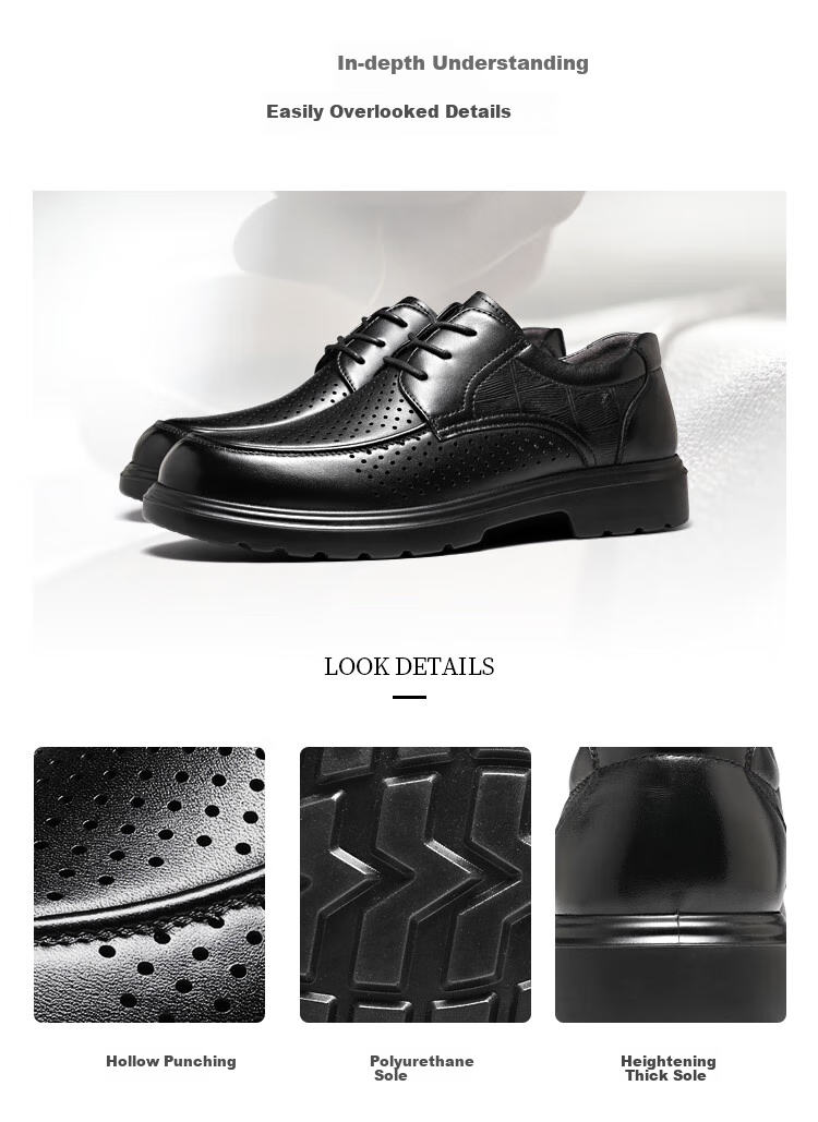 Guizhibu Men's Leather Shoes, Dress Shoes, Business Formal Wear, Genuine Top-Grain Cowhide, 2026 New Style Casual Wedding British Derby Shoes 4