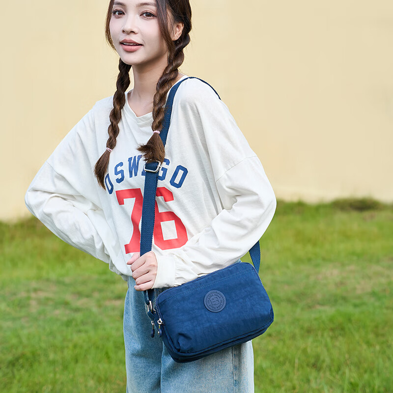 Xiaoxiongyilian Nylon Fabric Bag, Shoulder Crossbody Small Bag, Casual Versatile Water-Resistant Women's Handbag, Lightweight Large Capacity Multi-Compartment Valentine's Day Gift