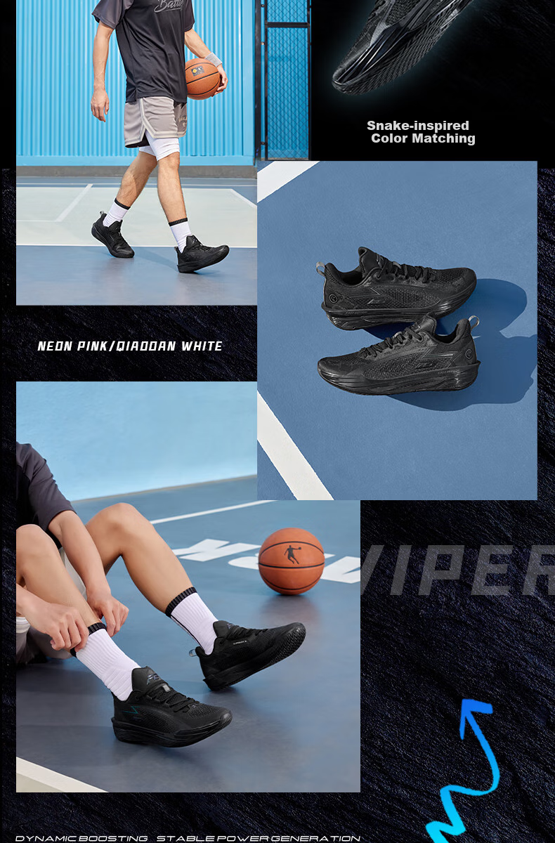 QIAODAN Basketball Shoes for Men FE3.0, Low-Top, Lightweight, Shock-Absorbing, Wear-Resistant, Professional Performance Basketball Shoes 11
