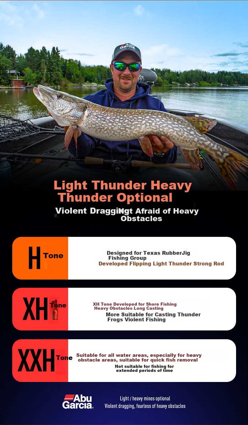 ABU GARCIA Bumblebee Stinger Heavy Rod, Ultra-Hard, Powerful Grass Fishing Rod for Black Fish Lure, 2.44 Meters H Hardness Gun Handle 2