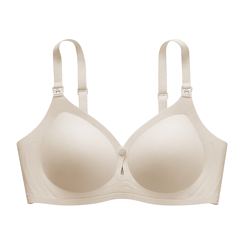 EMXEE Maternity Nursing Bra Spring Autumn Thin Comfortable Seamless Front Open Clasp Pregnancy Breastfeeding Lingerie Soft Mist Apricot XL