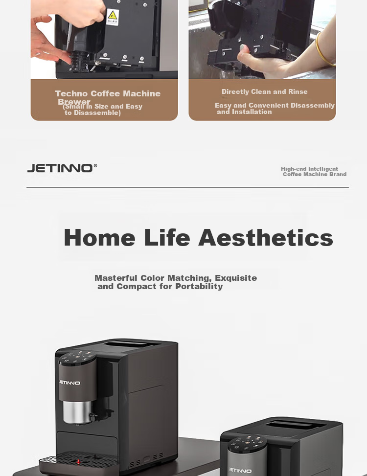 Jinu (Jetinno) [7-Day Trial] Fully Automatic Coffee Machine for Home And Office Use, Italian Grinding All-In (64mm Flat Blade), Cold Brew Coffee JL06B Ink Gray Color 18
