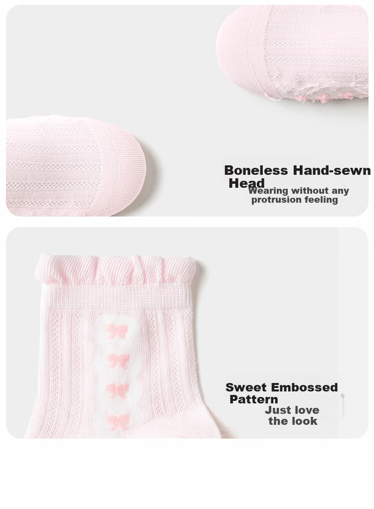 BALABALA Girls' Socks Children's Mesh Socks Summer Thin Style for Young Children Sweet Socks Jacquard Four Pairs Pack 209225172002 5