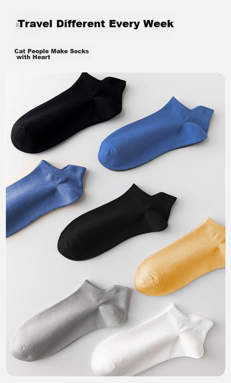 Miiow Disposable Men's Short Socks 6 Pairs Breathable Sweat-Absorbent No-Wash Daily Use for Military Training Travel Business Sports Colorful 8