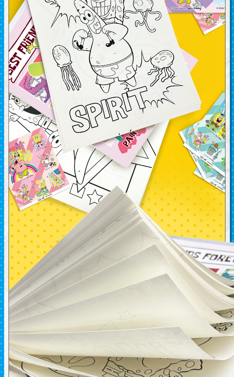 Kayou SpongeBob Coloring Book, Thickened, for Primary School Students, Drawing And Coloring Book, Art Notebook, Hand-Drawn Blank Doodle Sketchbook, 1 Set of 4 Books, Birthday Gift 8
