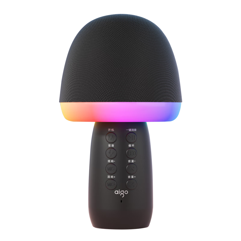 Aigo K1 Black Wireless Microphone Home KTV Voice Changer Karaoke Speaker TV Douyin Live Noise-Cancelling Bluetooth Singing Handheld Microphone All-in-One Entertainment System