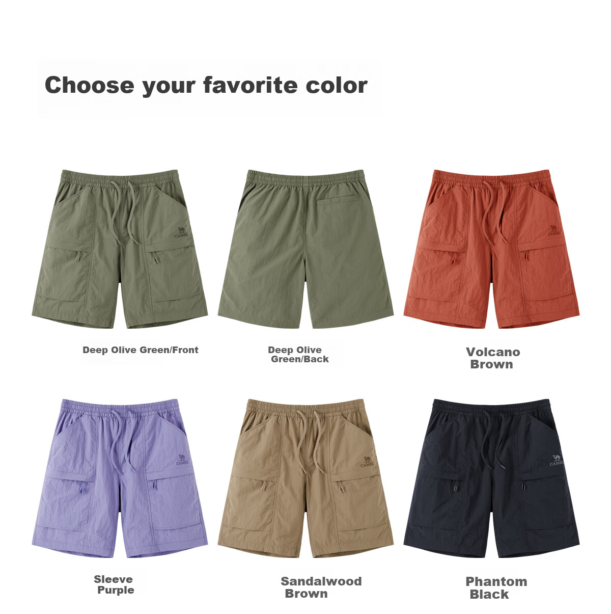 CAMEL Men's Cooling Workwear Shorts, Summer Sun Protection, Loose Straight-Leg Quick-Dry Casual Five-Point Pants M15BD00012 36