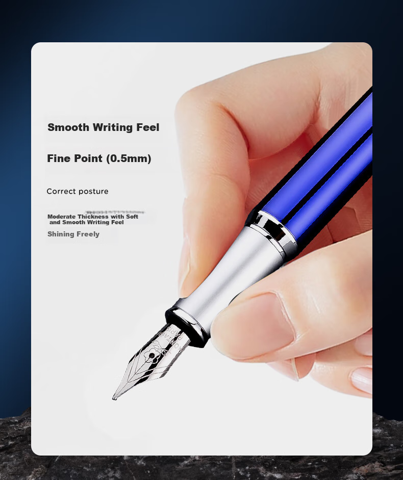 MONTAGUT [Best-Selling Product] Fountain Pen for Adults, Writing Practice, High-End Business Office Holiday Gift, Pen Case Set, Royal Series Blue Liya 5