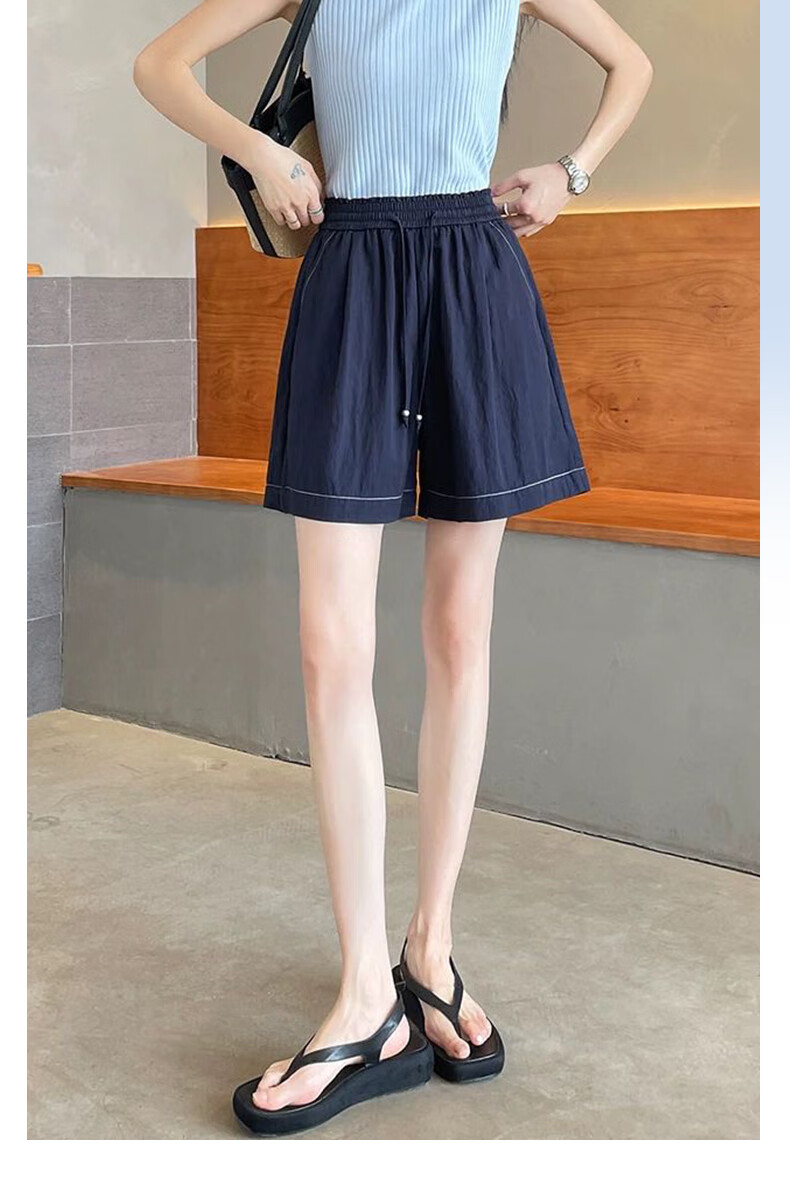 XUEXIMAN Tencel Denim Shorts for Women, 2025 Summer New Thin High-Waist A-Line Slimming Knee-Length Shorts 12