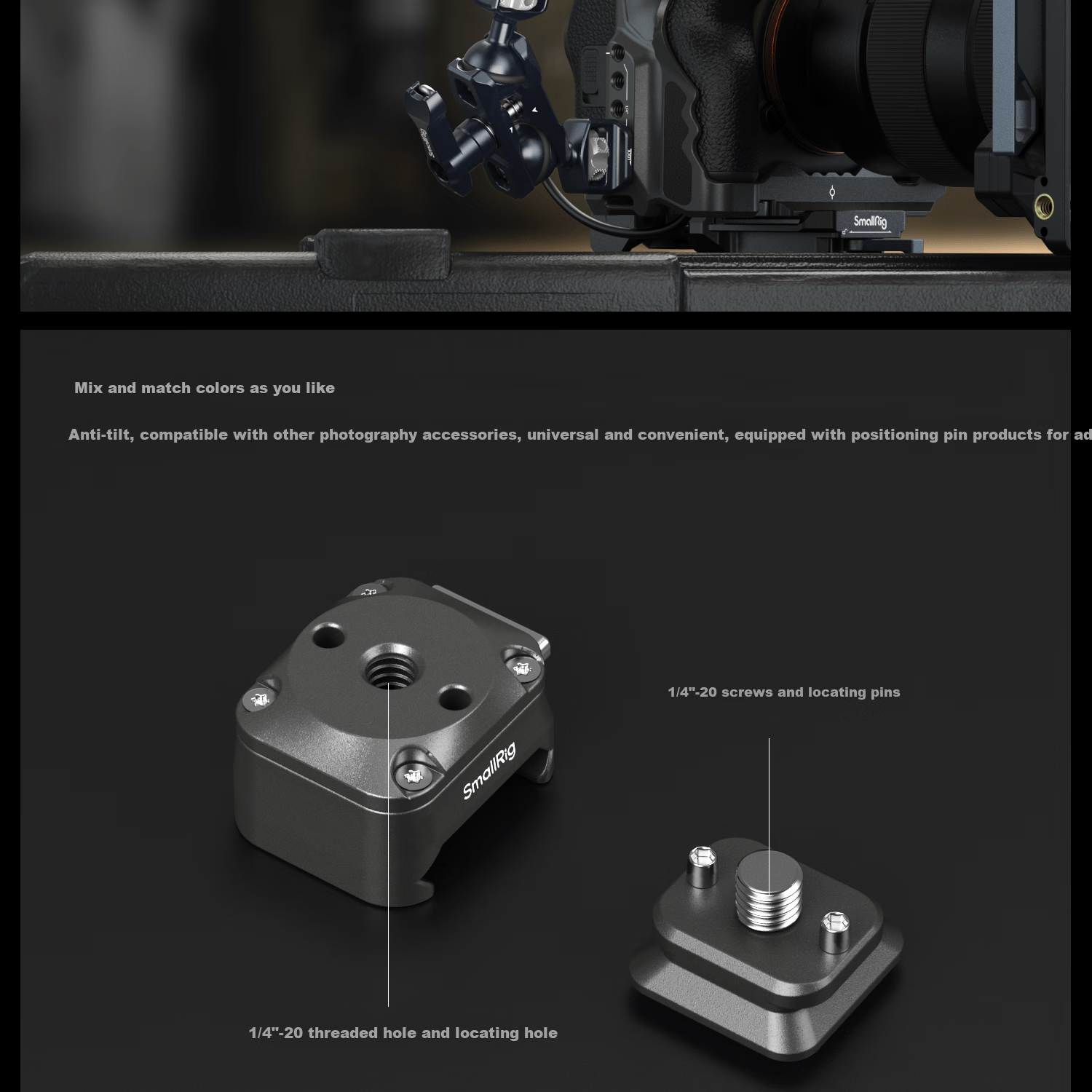 SmallRig 4491 Universal Quick-Release Cold Shoe Mount for Monitor, Fill Light, Microphone, And Arca-Swiss Camera Tripod Accessories 5