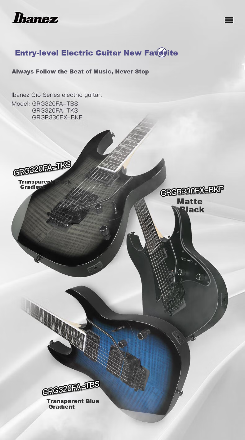 IBANEZ GRGR330EX Electric Guitar, Entry-Level for Beginners, BKF Matte Black 1