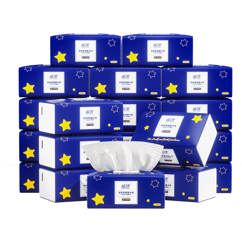 Lam Pure Facial Tissues, 4-Ply, 400 Sheets * 20 Packs, Thick Virgin Wood Pulp, Household Toilet Paper, Face Towels, Napkins, Whole Box Packaging