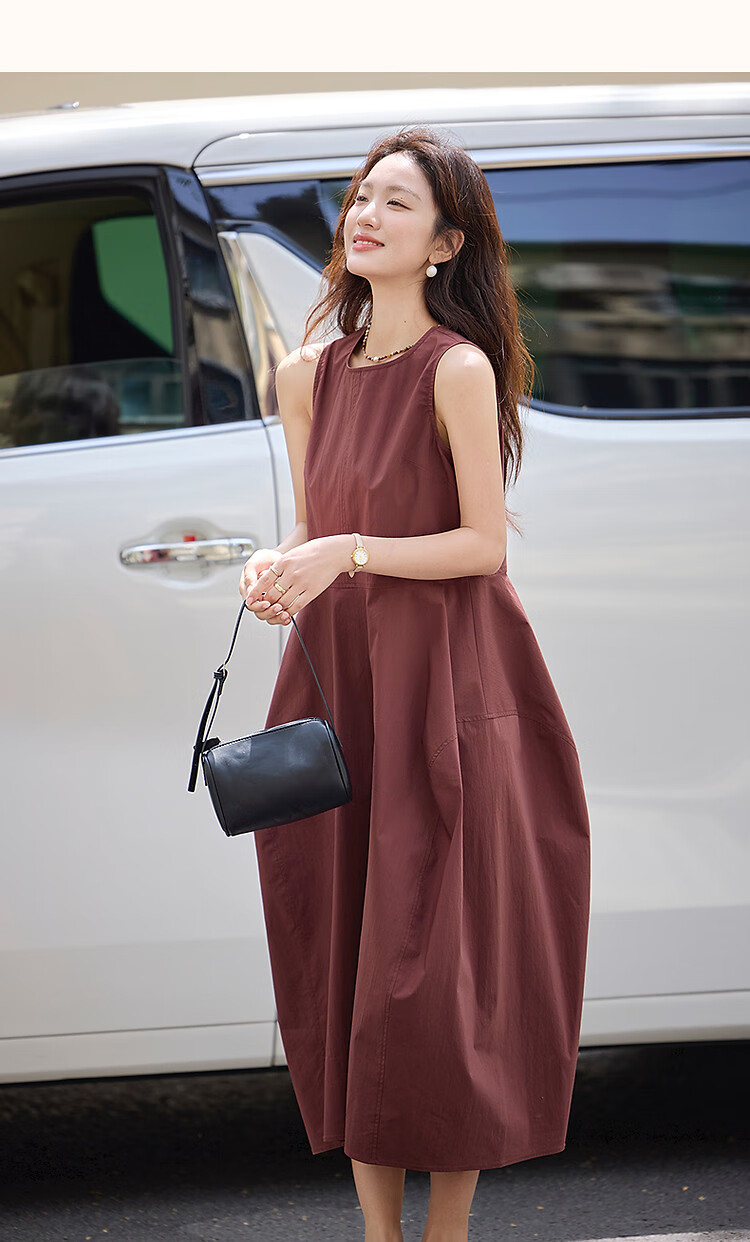 Demna【Cloud Oxygen Cotton Air Skirt】Summer Irregular Design Round Neck Sleeveless Elegant Women's Bud Dress 6