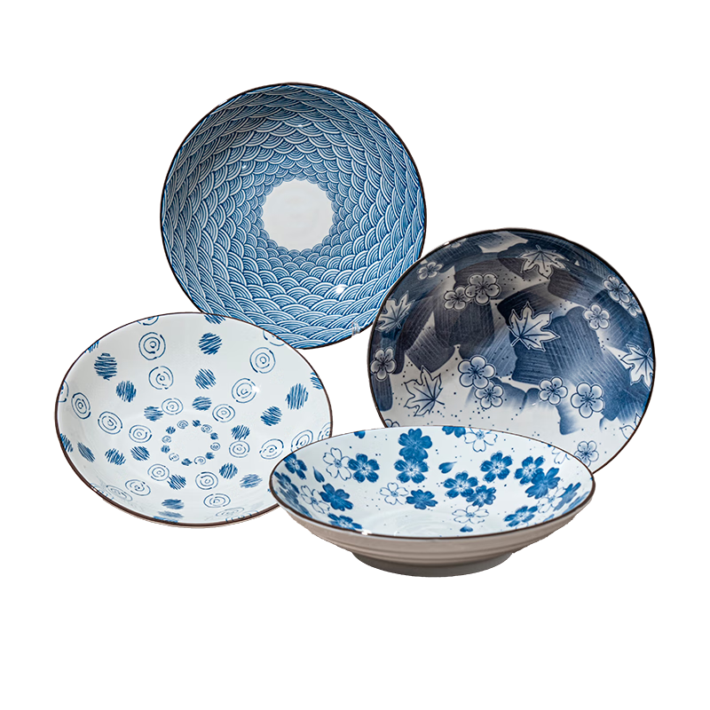 JD Original Plates, Dinner Plates, Rice Bowls, Tableware, Serving Dishes for Home Use, Ceramic Fruit And Food Prep Plates, Hokkaido 7-Inch Plates *4