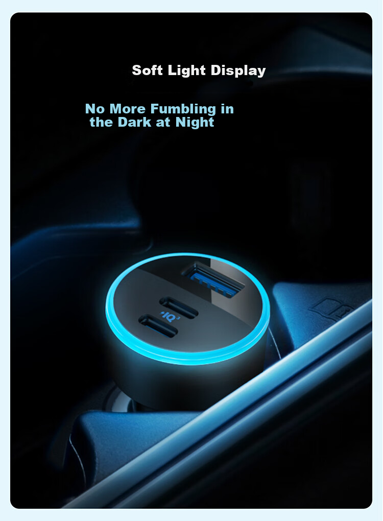 ANKE Car Charger, 67W Car Cigarette Lighter Fast Charging Adapter, Three-Port High-Power Car Charger, Compatible with Huawei, Xiaomi, Apple 18/17 Android Phones And Laptops, Black 12