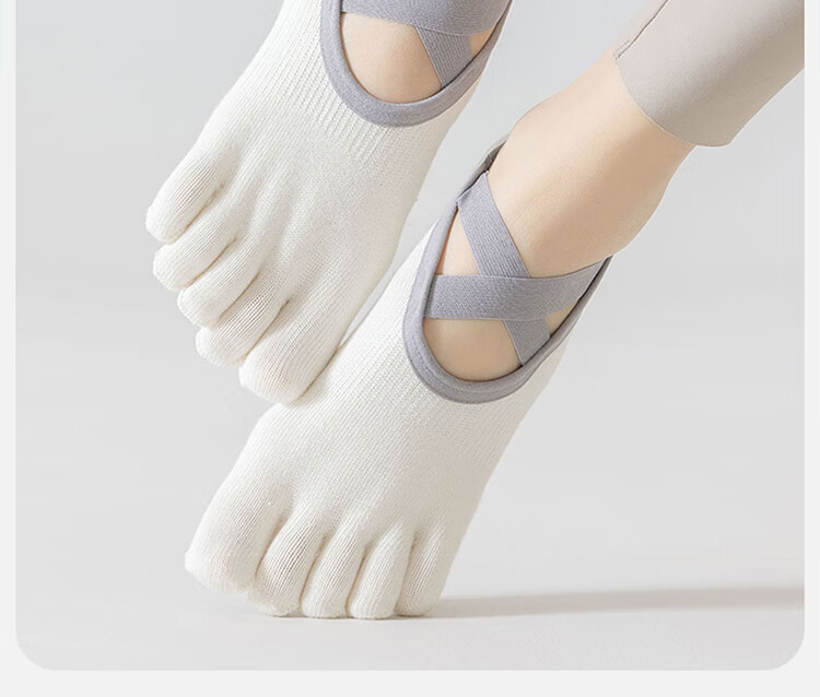 Duweike Five-Toe Yoga Socks Pilates Women Summer Thin Professional Non-Slip Indoor Sports Boat Socks White 2 Pairs Pack 8