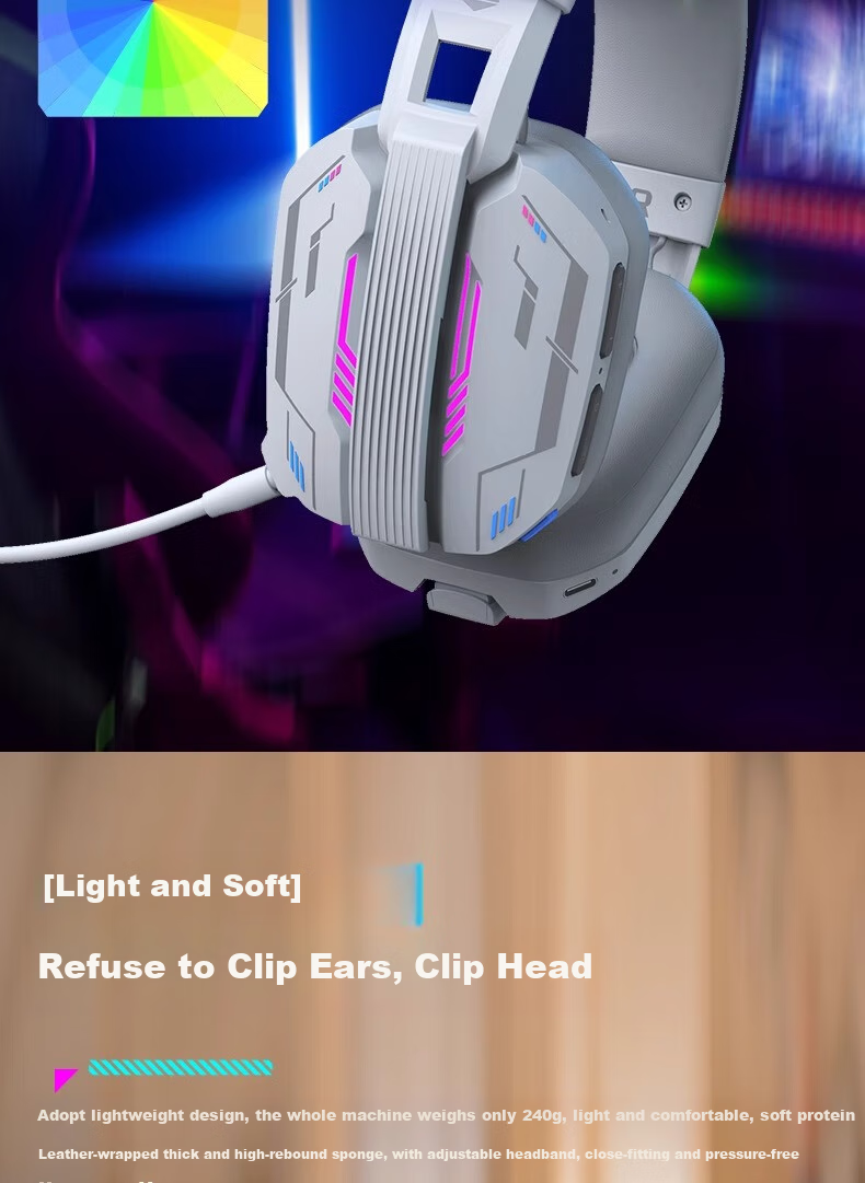 SOMIC MH201 Gaming-Grade 2.4G Zero-Lag Tri-Mode Gaming Headset Wireless Bluetooth Mobile PC Noise-Cancelling Headphones Over-Ear 7.1 Audio Positioning Black 11
