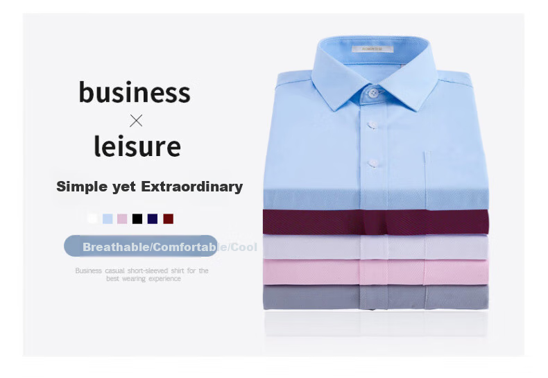 ROMON Short-Sleeve Shirt for Men, Summer Fashion Casual Solid Color Professional Workwear Versatile Dress Shirt D201 White Size 38 3