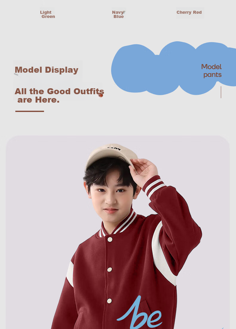 Baleno Girls' Spring And Autumn Outfit, 2026 Style, Older Girls' Color-Block Baseball Jacket, Children's Casual Pants Set, Two-Piece Suit 7